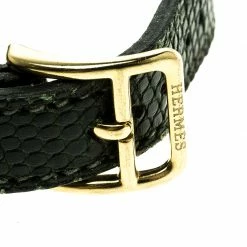 Hermes Green Lizard Skin Gold Plated Kelly Wristwatch Bracelet For Women -Deals Hermes Store luxury women hermes used accessories p133597 0006