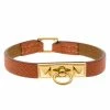 Hermes Micro Rivale Orange Leather Gold Plated Bracelet For Women -Deals Hermes Store luxury women hermes used accessories p133612 0001