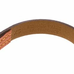 Hermes Micro Rivale Orange Leather Gold Plated Bracelet For Women -Deals Hermes Store luxury women hermes used accessories p133612 0006