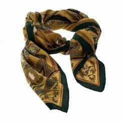 Hermes Mustard And Green Cashmere And Silk Printed Kachinas Scarf For Women -Deals Hermes Store luxury women hermes used accessories p141931 002