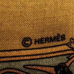 Hermes Mustard And Green Cashmere And Silk Printed Kachinas Scarf For Women -Deals Hermes Store luxury women hermes used accessories p141931 005