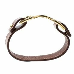 Hermes Pavane Brown Leather Gold Plated Bracelet L For Women -Deals Hermes Store luxury women hermes used accessories p142055 0005