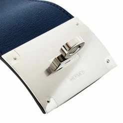 Hermes Kelly Dog Extreme Blue Leather Palladium Plated Wide Bracelet S For Women -Deals Hermes Store luxury women hermes used accessories p142137 004