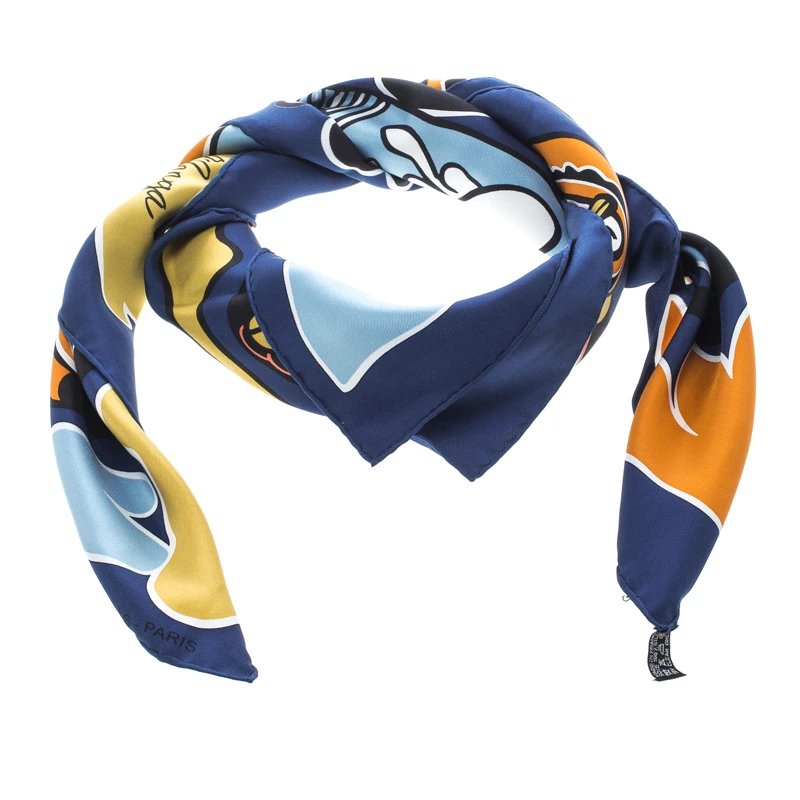 Hermes Navy Blue Lilanga Printed Silk Square Scarf For Women 3 Hermes Navy Blue Lilanga Printed Silk Square Scarf For Women