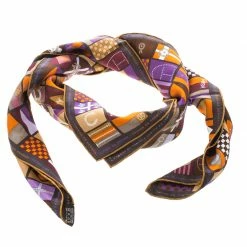 Hermes Multicolor Voyage En Hermes Printed Silk Square Scarf For Women