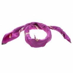 Hermes Purple Brazil Feather Print Silk Square Scarf For Women -Deals Hermes Store luxury women hermes used accessories p144256 0003
