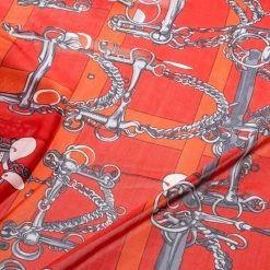 Hermes Red Mors And Filets Printed Silk Jersey Square Scarf For Women -Deals Hermes Store luxury women hermes used accessories p144258 0002