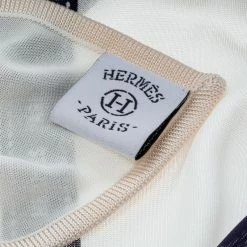 Hermes Off White Bolduc Ribbon Printed Silk Jersey Square Scarf For Women -Deals Hermes Store luxury women hermes used accessories p144261 006