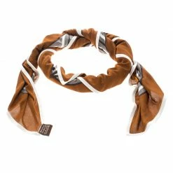Hermes Brown And Orange Quadrige Printed Silk Jersey Scarf For Women