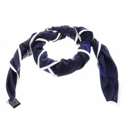 Hermes Navy Blue Mors Et Filets Printed Silk Jersey Scarf For Women