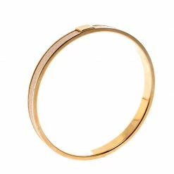 Hermes Hermès Kawaii 7 Pink Leather Rose Gold Tone Bangle Bracelet For Women -Deals Hermes Store luxury women hermes used accessories p146469 0002