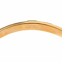 Hermes Hermès Kawaii 7 Pink Leather Rose Gold Tone Bangle Bracelet For Women -Deals Hermes Store luxury women hermes used accessories p146469 0006