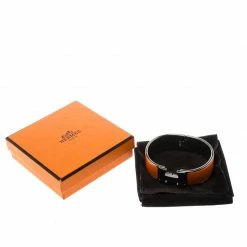 Hermes Clic Clac H Orange Enamel Palladium Plated Wide Bracelet GM For Women -Deals Hermes Store luxury women hermes used accessories p146880 007