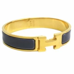 Hermes Clic Clac H Purple Enameled Gold-Plated Bracelet PM For Women