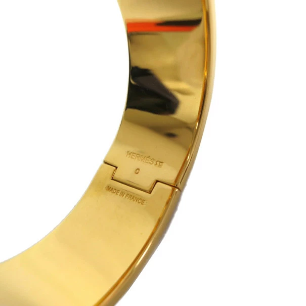 Hermes Clic Clac H Wide White Enamel Gold-Plated Bracelet PM For Women 7 Hermes Clic Clac H Wide White Enamel Gold-Plated Bracelet PM For Women - Image 5