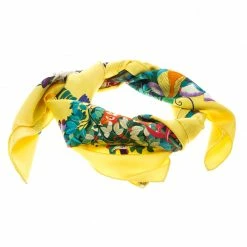 Hermes Yellow Au Coeur De La Vie Printed Silk Square Scarf For Women