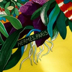 Hermes Yellow Au Coeur De La Vie Printed Silk Square Scarf For Women -Deals Hermes Store luxury women hermes used accessories p147542 0006