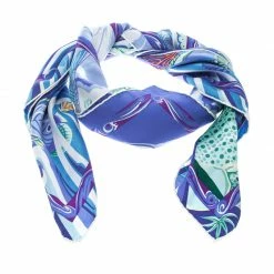 Hermes De La Mer Au Ciel Blue Printed Silk Square Scarf For Women -Deals Hermes Store luxury women hermes used accessories p147544 0003