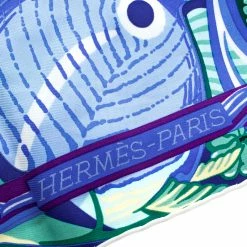 Hermes De La Mer Au Ciel Blue Printed Silk Square Scarf For Women -Deals Hermes Store luxury women hermes used accessories p147544 0006