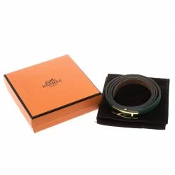 Hermes Hapi 3 Green Leather Gold Plated Wrap Bracelet S For Women 13 Hermes Hapi 3 Green Leather Gold Plated Wrap Bracelet S For Women -Deals Hermes Store luxury women hermes used accessories p147587 0006