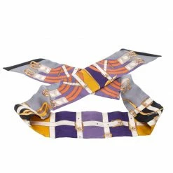 Hermes Multicolor Buckle Printed Silk Twilly Scarf For Women -Deals Hermes Store luxury women hermes used accessories p147592 002