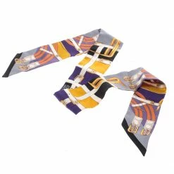 Hermes Multicolor Buckle Printed Silk Twilly Scarf For Women -Deals Hermes Store luxury women hermes used accessories p147592 003