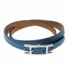 Hermes Hapi 3 Blue Brighton Leather Palladium Plated Wrap Bracelet M For Women -Deals Hermes Store luxury women hermes used accessories p147616 0001