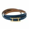 Hermes Hapi 3 Blue Leather Gold Plated Wrap Bracelet M For Women -Deals Hermes Store luxury women hermes used accessories p147846 0001