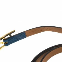 Hermes Hapi 3 Blue Leather Gold Plated Wrap Bracelet M For Women -Deals Hermes Store luxury women hermes used accessories p147846 0004