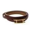 Hermes Hapi 3 Brown Leather Gold Plated Wrap Bracelet M For Women 1 Hermes Hapi 3 Brown Leather Gold Plated Wrap Bracelet M For Women -Deals Hermes Store luxury women hermes used accessories p147872 0001