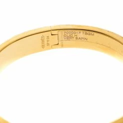 Hermes Clic Clac H Green Vert Sapin Enamel Gold Plated Narrow Bracelet GM For Women -Deals Hermes Store luxury women hermes used accessories p147875 006
