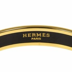 Hermes Printed Blue Enamel Gold-Plated Bracelet 19CM For Women -Deals Hermes Store luxury women hermes used accessories p14795 003
