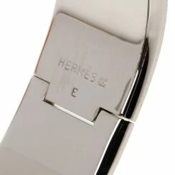 Hermes Clic Clac H Wide Pink Enameled Palladium Plated Bracelet GM For Women -Deals Hermes Store luxury women hermes used accessories p14799 006