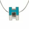 Hermes Cage D'H Light Blue Laquered Pendant Necklace For Women