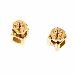 Hermes Cage D'H Black Lacquered Gold Plated Earrings For Women -Deals Hermes Store luxury women hermes used accessories p149673 004