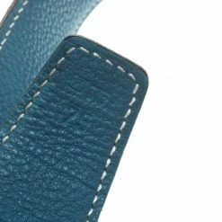 Hermes Hermès Black/Blue Leather Reversible Gold Metal Finished H Buckle Belt 75cm For Women -Deals Hermes Store luxury women hermes used accessories p149853 0005