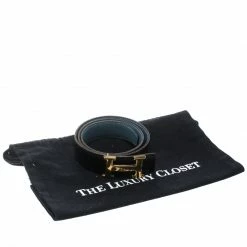 Hermes Hermès Black/Blue Leather Reversible Gold Metal Finished H Buckle Belt 75cm For Women -Deals Hermes Store luxury women hermes used accessories p149853 0006