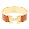 Hermes Clic Clac H Gold Plated Orange Enamel Bracelet For Women -Deals Hermes Store luxury women hermes used accessories p151050 0001