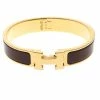 Hermes Clic Clac H Brown Enamel Gold Plated Narrow Bracelet PM For Women -Deals Hermes Store luxury women hermes used accessories p151724 001