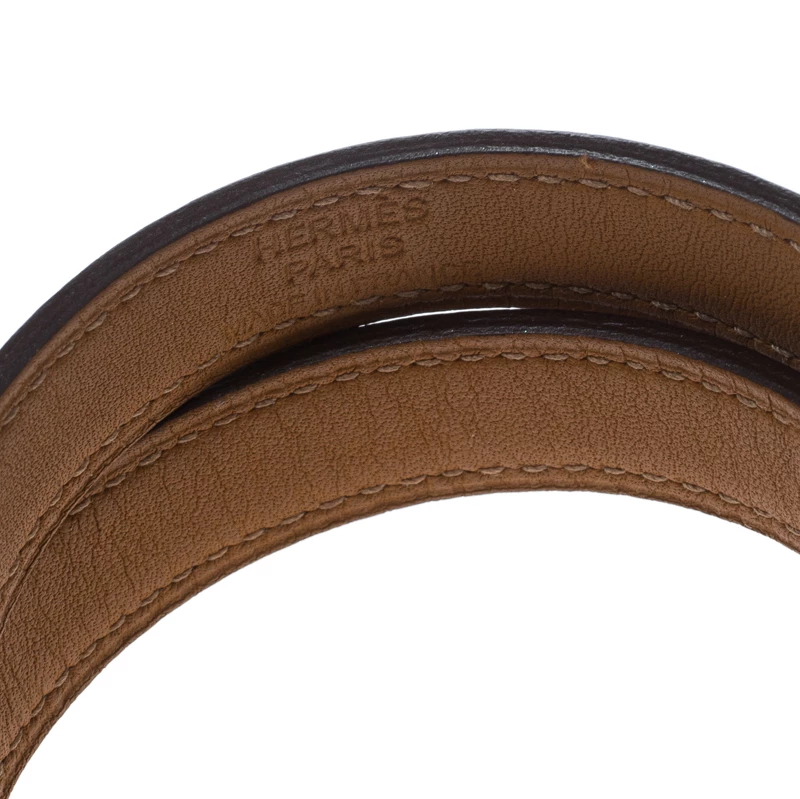 Hermes Kelly Double Tour Purple Leather Gold Plated Wrap Bracelet S For Women 8 Hermes Kelly Double Tour Purple Leather Gold Plated Wrap Bracelet S For Women - Image 6