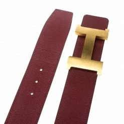 Hermes Bordeaux/Off White Epsom Leather Reversible Constance Belt 85cm For Women -Deals Hermes Store luxury women hermes used accessories p157020 0004