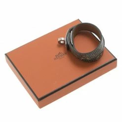 Hermes Kelly Double Tour Ombre Lizard Palladium Plated Bracelet S For Women -Deals Hermes Store luxury women hermes used accessories p157559 0004