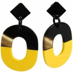 Hermes Isthme Two Tone Lacquer Buffalo Horn Drop Earrings For Women