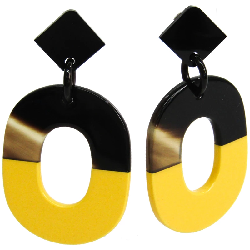 Hermes Isthme Two Tone Lacquer Buffalo Horn Drop Earrings For Women 3 Hermes Isthme Two Tone Lacquer Buffalo Horn Drop Earrings For Women
