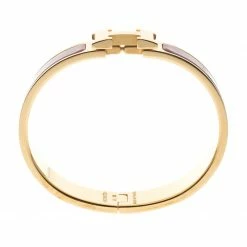 Hermes Clic Clac H Red Enamel Gold Plated Narrow Bracelet PM For Women -Deals Hermes Store luxury women hermes used accessories p161212 0004