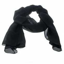 Hermes Black Hologram Motif Silk Chiffon Stole For Women 9 Hermes Black Hologram Motif Silk Chiffon Stole For Women -Deals Hermes Store luxury women hermes used accessories p161428 0003