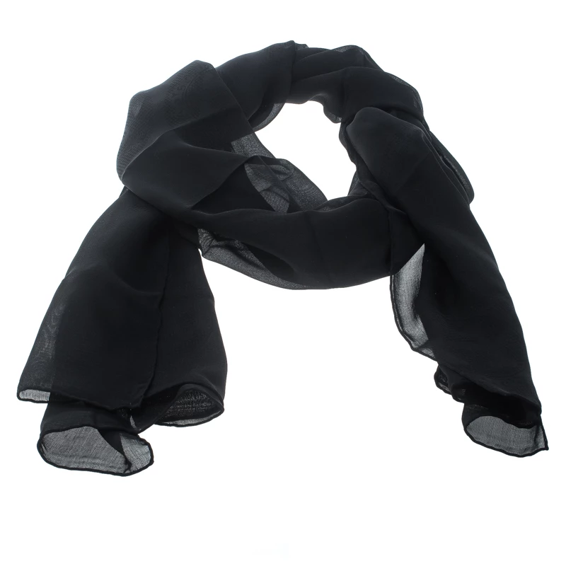 Hermes Black Hologram Motif Silk Chiffon Stole For Women 5 Hermes Black Hologram Motif Silk Chiffon Stole For Women - Image 3