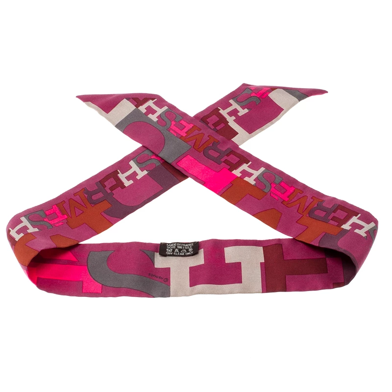 Hermes Capitals Purple Printed Silk Twilly For Women 6 Hermes Capitals Purple Printed Silk Twilly For Women - Image 4