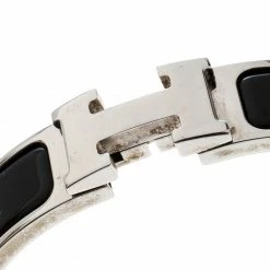 Hermes Clic Clac H Black Enamel Palladium Plated Bracelet PM For Women -Deals Hermes Store luxury women hermes used accessories p162632 001