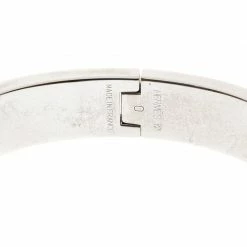 Hermes Clic Clac H Black Enamel Palladium Plated Bracelet PM For Women -Deals Hermes Store luxury women hermes used accessories p162632 004
